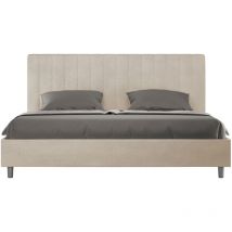 Ityhome - Letto Matrimoniale King size rivestito in Microfibra - agueda - Dimensione Rete: 180x210 - Tipologia Letto: Senza Rete - Colore: Sabbia