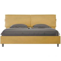 Letto Matrimoniale King size rivestito in Microfibra - MADOS - Tipologia Letto: Con Rete e Contenitore - Dimensione Rete: 200x200 - Colore: Ocra