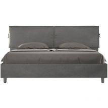 Letto Matrimoniale King size rivestito in Microfibra - mados - Colore: Grigio - Tipologia Letto: Con Rete e Contenitore - Dimensione Rete: 200x210