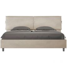 Ityhome - Letto Matrimoniale King size rivestito in Microfibra - mados - Dimensione Rete: 180x210 - Tipologia Letto: Senza Rete - Colore: Sabbia