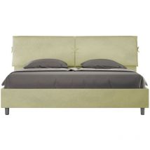 Letto Matrimoniale King size rivestito in Microfibra - mados - Dimensione Rete: 180x190 - Tipologia Letto: Con Rete e Contenitore - Colore: Tè verde
