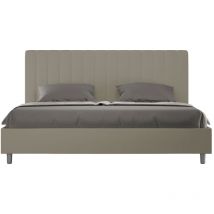 Letto Matrimoniale King size rivestito in Similpelle - AGUEDA - Colore: Cappuccino - Dimensione Rete: 200x210 - Tipologia Letto: Con Rete e