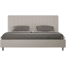 Letto Matrimoniale King size rivestito in Similpelle - agueda - Tipologia Letto: Con Rete - Colore: Tortora - Dimensione Rete: 180x210