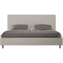Letto Matrimoniale King size rivestito in Similpelle - agueda - Tipologia Letto: Con Rete - Colore: Tortora - Dimensione Rete: 200x210