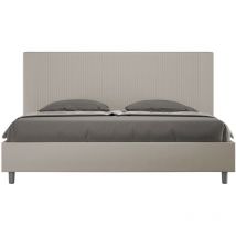 Letto Matrimoniale King size rivestito in Similpelle - GOYA - Colore: Tortora - Dimensione Rete: 180x190 - Tipologia Letto: Senza Rete