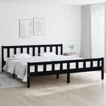 Letto Matrimoniale Moderno ,Giroletto Nero in Legno Massello 160x200 cm ITD44722