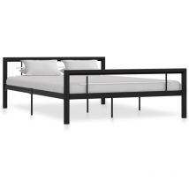 Letto Matrimoniale Moderno ,Giroletto Nero e Bianco in Metallo 140x200 cm ITD34853
