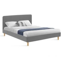 Idmarket - Letto matrimoniale scandinavo balta 160 x 200 cm tessuto grigio chiaro