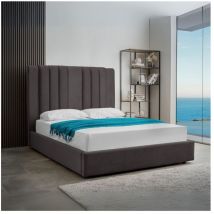 Letto matrimoniale Wilma imbottito con contenitore in tessuto Vogue colore grafite