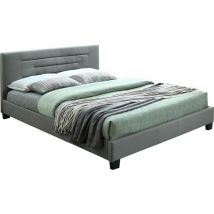Letto Comfivo 327, Grigio chiaro, Doppio, 140x200, Arazzo, Reti a doghe, 145x212x90cm