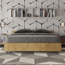 Letto Matrimoniale 160x190 cm Quercia – Design Minimalista – Pannelli di Nobilitato – Made in Italy