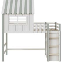 Gutent - Letto per bambini 90x200 cm, a forma di tetto con scala di sicurezza e contenitore, verde