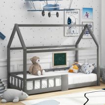 Letto per bambini con barriere Legno massello di pino 90 x 200 cm Grigio
