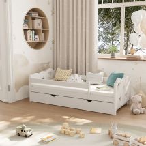 Livinity - Letto per bambini Jessica, Bianco, 80x160 cm con cassetto e materasso, Vitalispa