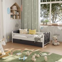 Livinity - Letto per bambini Jessica, Grigio, 70x140 cm con cassetto, senza materasso, Vitalispa