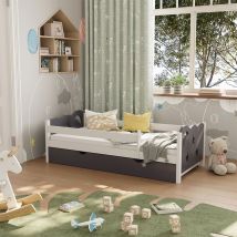Livinity - Letto per bambini Jessica, Grigio, 80x160 cm con cassetto e materasso, Vitalispa