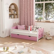 Letto per bambini Jessica, rosa, 70x140 cm con cassetto, senza materasso, Vitalispa