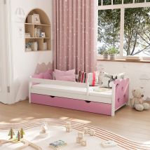 Livinity - Letto per bambini Jessica, rosa, 80x160 cm con cassetto e materasso, Vitalispa