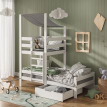 Vitalispa - Letto montessori bambini Tom, Bianco, 90x200 cm con cassetto