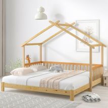 Merax - Letto per bambini 90x200cm/180x200cm letto estraibile letto con protezione anticaduta e forma del tetto, letto singolo e matrimoniale in