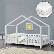 [en.casa] - Letto per Cameretta Treviolo a Forma di Casetta con Materasso 80x160 cm Bianco [neu.haus]
