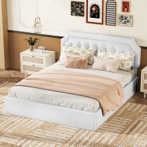 Letto adulto letto imbottito idraulico 160 x 200 cm, bianco