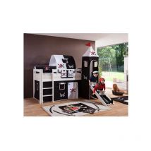 Befara - letto semi alto bambino con scivolo e torre pegasus - Blu ragazzo