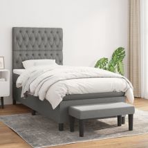 Furniture Limited - Giroletto a Molle con Materasso Grigio Scuro