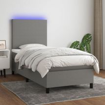 Furniture Limited - Letto a Molle Materasso e led Grigio Scuro