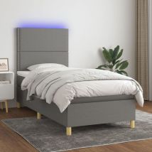 Furniture Limited - Letto a Molle Materasso e led Grigio Scuro