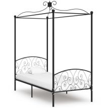 Bonnevie - Letto Singolo a Baldacchino Moderno ,Nero in Metallo 100x200 cm ITD18351