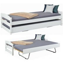 Bricoshop24 - Letto Singolo con Letto Estraibile 90x200 a Doghe a Scomparsa Bianco Salvaspazio