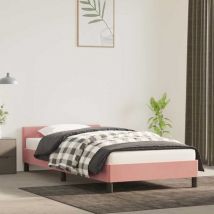 Bonnevie - Letto Singolo con Testiera Moderno ,Giroletto Rosa 80x200 cm in Velluto ITD10455