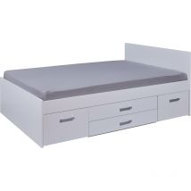 Inter Link - letto singolo ranya 140X200 comodino estr. con casset. 205x144x84cm bianco