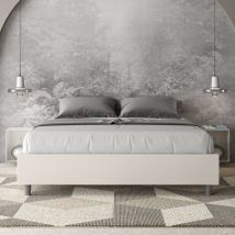 Ityhome - Letto Matrimoniale Con Rete Imbottito 160x210 Similpelle Bianco Azelia