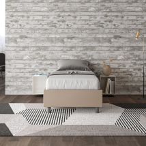 Ityhome - Letto Singolo Contenitore Imbottito 80x210 Similpelle Tortora Azelia