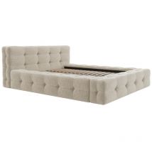 Letto trapuntato 180 x 200 cm Tessuto bouclette Beige - leruco di Pascal Morabito