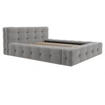 Letto trapuntato 180 x 200 cm Tessuto bouclette Grigio - leruco di Pascal Morabito