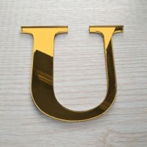 Lettre Miroir Or Décorative Plexiglass.- u - 15 cm