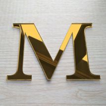 Lettre Miroir Or Décorative Plexiglass.- m - 15 cm