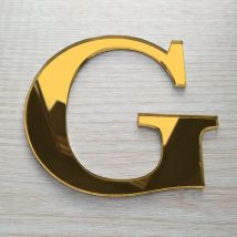 Lettre Miroir Or Décorative Plexiglass.- g - 10 cm