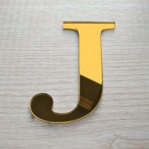 Lettre Miroir Or Décorative Plexiglass.- j - 10 cm