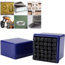 Houhence - Lot de 36 Lettres à Frapper, Acier Carbone Lettres a Frapper pour Metal, Poincon Metal a Frapper pour Bois, le Plastique, le Cuir 4mm