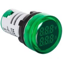 Maxge - Leuchtmelder mit Voltzähler 20-500V und Amperezähler 0-100A Ø22mm Grün