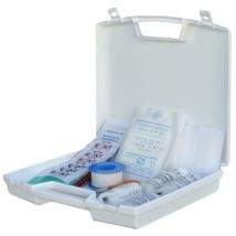 Outifrance Erste-Hilfe-Set fürs Auto – 24 x 20,5 x 4,5 cm – 1 Schere, 1 Splitterzange, 1 Rolle Klebeband, 4 elastische Binden, 5 sterile Kompressen, 9