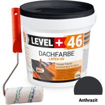 Level+ - Level+ Dachfarbe Sockelfarbe Elastische L+46 Anthrazit - 1,5kg + Farbroller 10cm