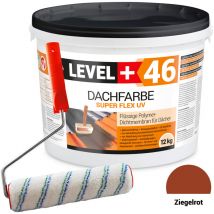 Level+ - level+ Dachfarbe Sockelfarbe elastische L+46 ziegelrot - 12KG + Farbroller 25cm