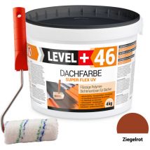 Level+ - Level+ Dachfarbe Sockelfarbe Elastische L+46 Ziegelrot - 4kg + Farbroller 10cm