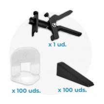 Pack de nivelación cerámica (100 calzos + 100 cuñas + alicates) 0,5 mm - Level Kit