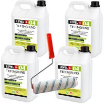 Level+ - level+ Grundierung Acryl Tiefgrund 20L + Farbroller 25cm L+04